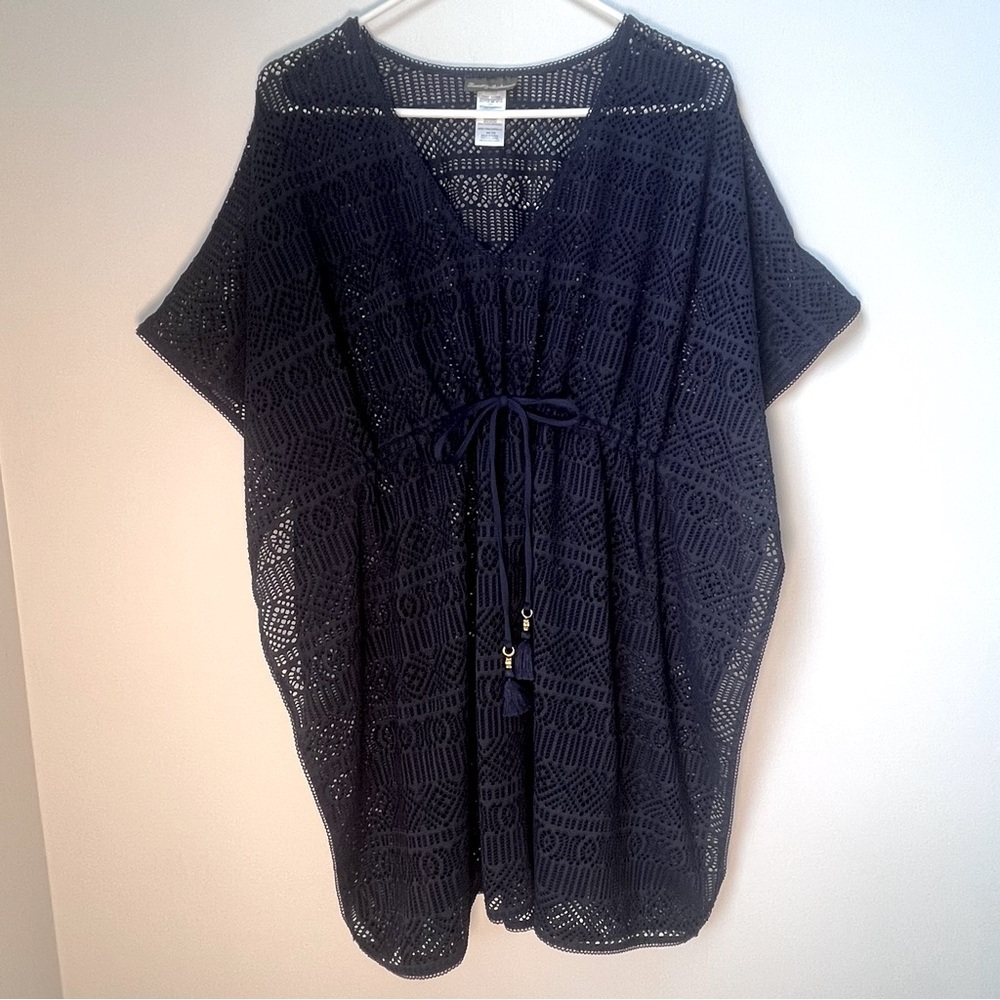 Tommy Bahama Crochet Tunic Swim Beach Cover Up in Navy Blue Size S/M